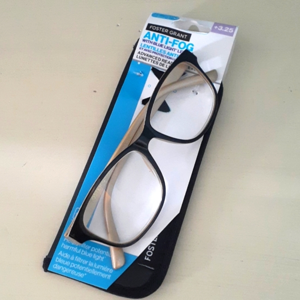 + Foster Grant +3.25 Black Reading Glasses